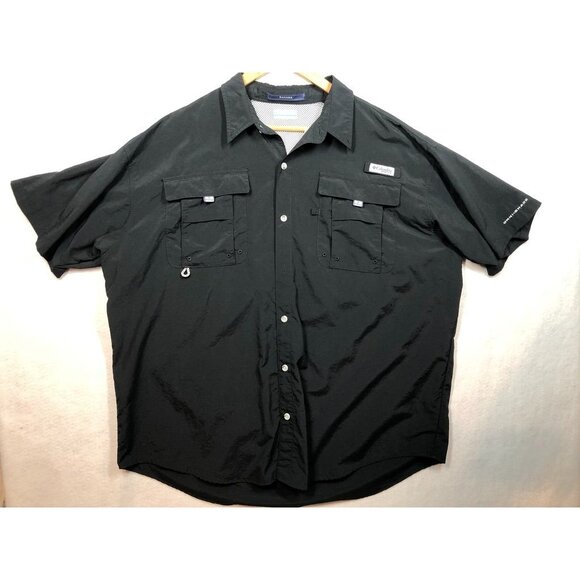 Columbia Bahama PFG Fishing Shirt Black Short Sleeve Omni-Shade Men's Size XXL - Picture 1 of 6